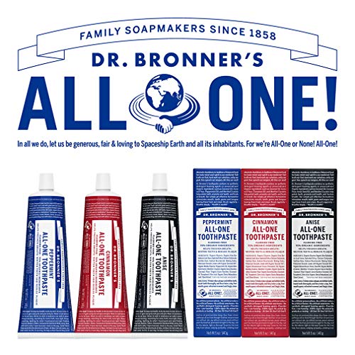 Dr. Bronner’s All-One Toothpaste - Natural Whitening, Vegan, Fluoride-Free - Cinnamon, 5oz, 3-Pack