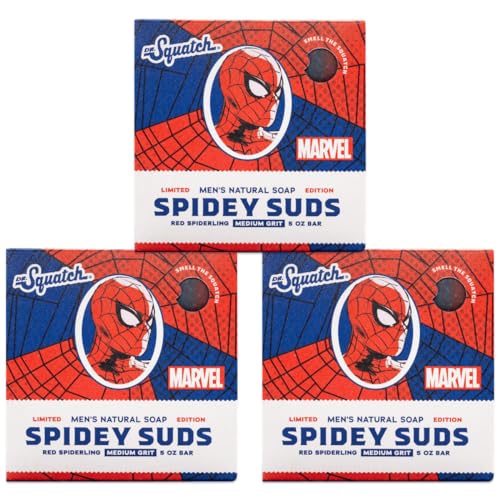 Dr. Squatch Soap Spidey Suds - Exfoliating, Nourishing Ingredients - 3-Pack with Berry Scent