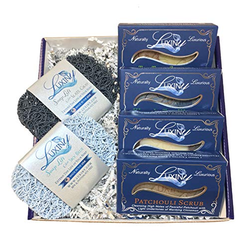 Luxiny Natural Soap Bar Set - Moisturizing Vegan Formula with Essential Oils, 4 Bars & 2 Soap Lifts
