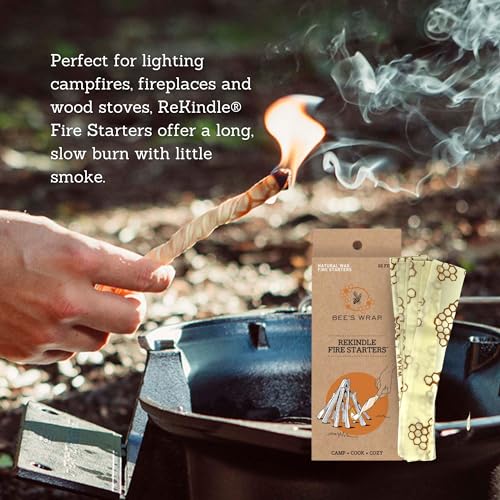 Bee's Wrap Outdoor Bundle - Reusable Food Wraps & Natural Fire Starters, 3 Pack, Honeycomb Print