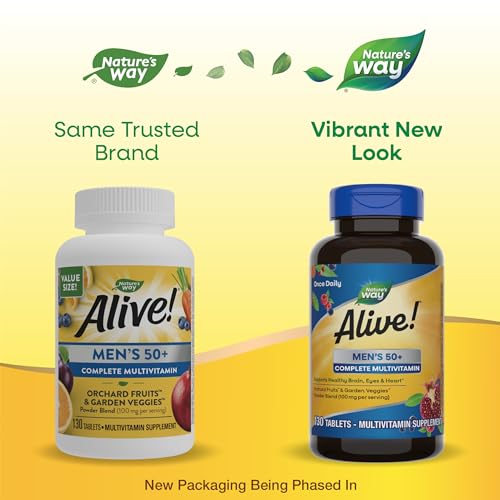 Nature’s Way Alive! Men’s 50+ Multivitamin - Supports Heart, Energy & Immune Health - 130 Tablets