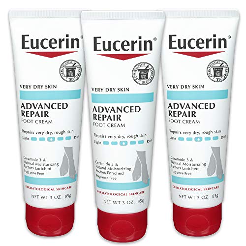Eucerin Foot Cream - Moisturizes, Exfoliates, Paraben-Free, Fast-Absorbing - 3oz Tube, Pack of 3