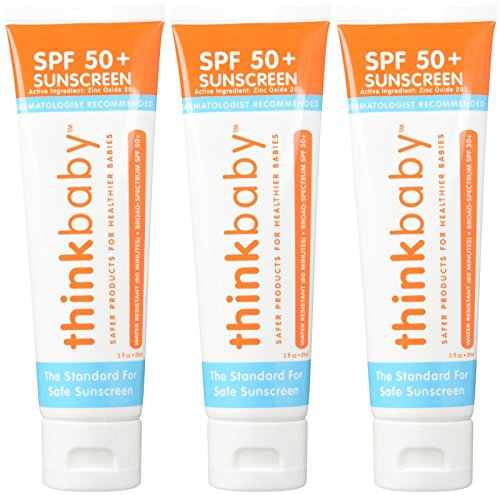 Thinkbaby Sunscreen Lotion - SPF 50, Mineral-Based, Non-Toxic - 3 oz, 3 Pack