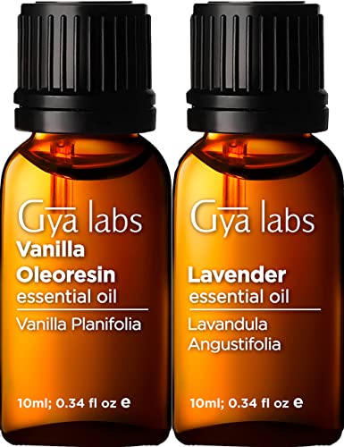 Gya Labs Vanilla & Lavender Essential Oils - Uplifting Aromas, Moisturizes Skin - 2 x 0.34 fl oz