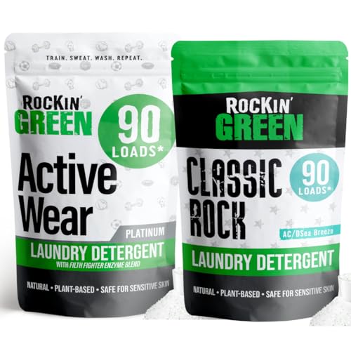 Rockin' Green Laundry Detergent - Odor Eliminator for Sensitive Skin, Plant-Powered - 90 Loads