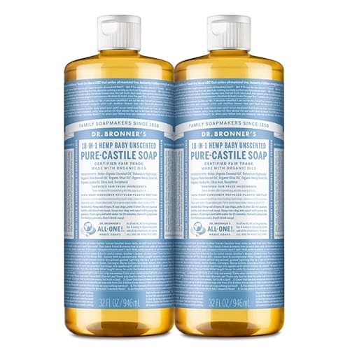 Dr. Bronner's Pure-Castile Liquid Soap - Organic Oils, No Added Fragrance, 32oz, 2-Pack
