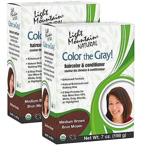 Light Mountain Henna Hair Color - Vibrant Medium Brown, 2-Step Chemical-Free, 7oz Pack of 2