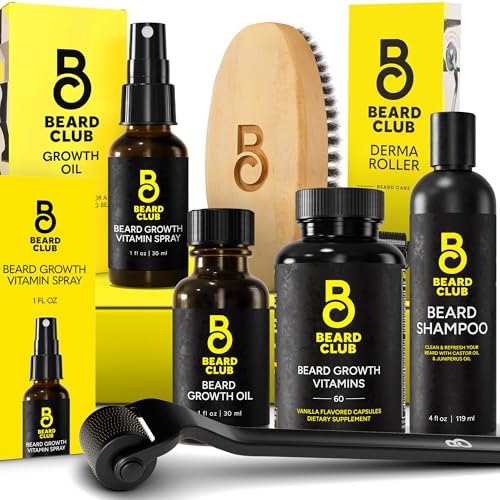 Beard Club Beard Growth Kit - Nourishing Oils & Vitamins, Perfect Gift for Men - Cedar Scent