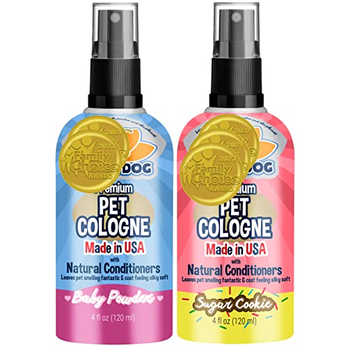 Bodhi Dog Pet Cologne Bundle - Baby Powder & Sugar Cookie Scents, Softens Fur - 4oz Each