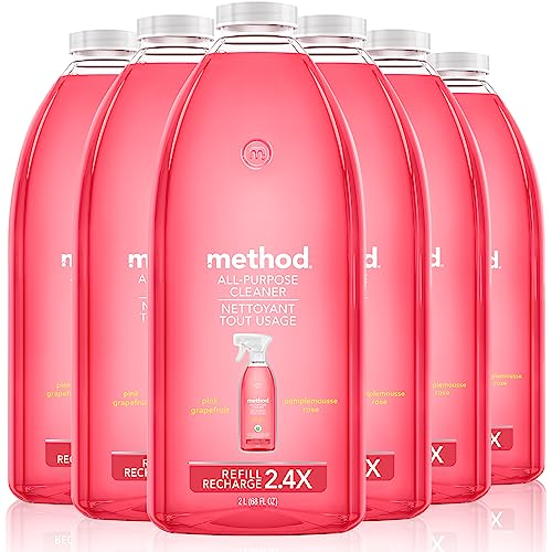 Method All-Purpose Cleaner Refill - Biodegradable, Plant-Based, Pink Grapefruit Scent - 6 x 68oz