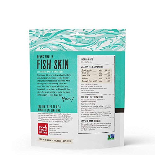 Honest Kitchen Dog Treats - High Protein, Dental Health, Non-GMO, Wild-Caught Fish Skin - 6.5oz