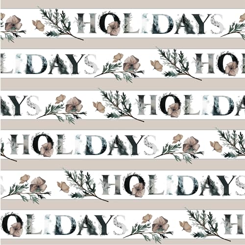 Waterleaf Paper Co. Dissolvable Gift Wrap - 100% Compostable, Winter Botanical Design - 16 Sq Ft