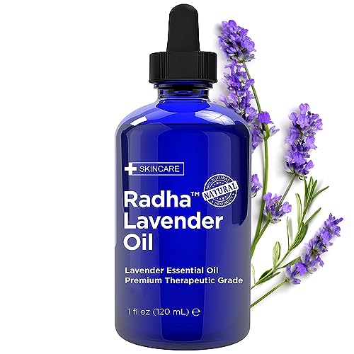 Radha Beauty Lavender Essential Oil - Therapeutic Grade for Relaxation & Aromatherapy - 4oz
