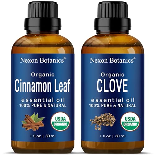 Nexon Botanics Essential Oil Bundle - Natural Mood Enhancers, Pure Organic Clove & Cinnamon - 2oz