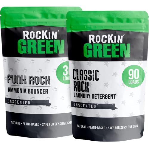 Rockin' Green Laundry Detergent Bundle - Odor & Stain Eliminator, Unscented, 120 Loads