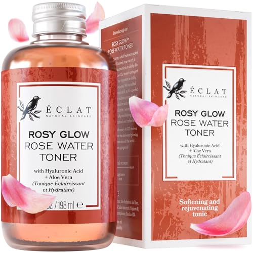 Eclat Rose Water Toner - Hydrating, Pore Minimizer with Hyaluronic Acid & Aloe Vera - 4oz