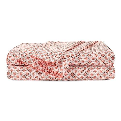 Martex Organic Cotton Bed Sheet Set - Soft, Fade Resistant, Breathable - Twin Size, Orange