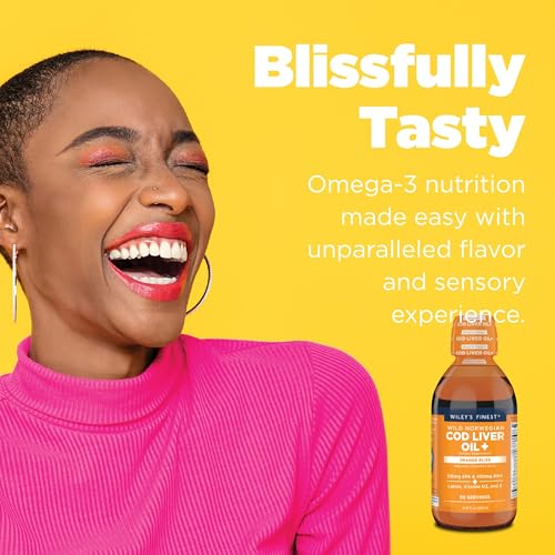 Wiley's Finest Omega-3 Cod Liver Oil - Supports Heart & Brain Health, Orange Flavor - 755mg, 8.45oz