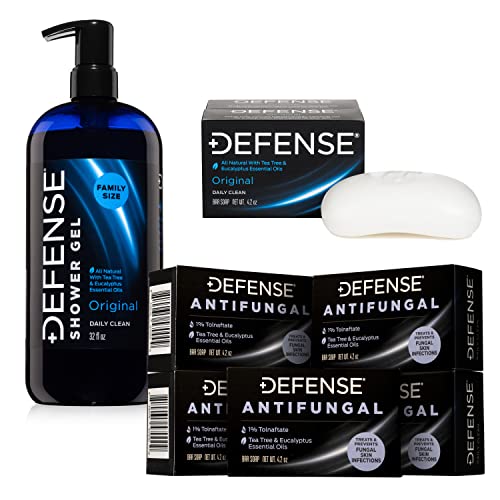 Defense Antifungal Bar Soap 5-Pack - Treats Athlete's Foot, Natural Ingredients, 4oz Bars
