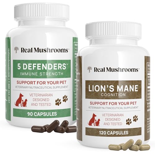 Real Mushrooms Pet Supplements - Immune & Cognitive Support, Vegan, Non-GMO - 90ct & 120ct