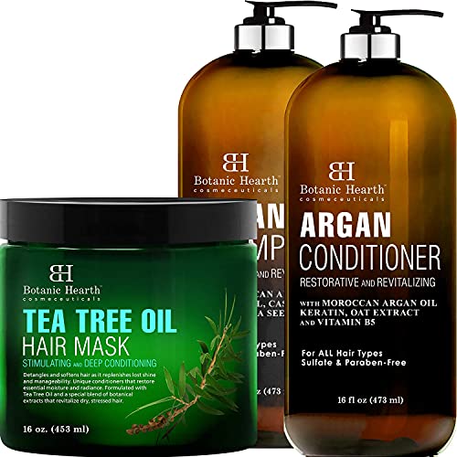 Botanic Hearth Hair Care Bundle - Nourishing Argan Oil & Tea Tree Mask for Healthy Hair - 64oz