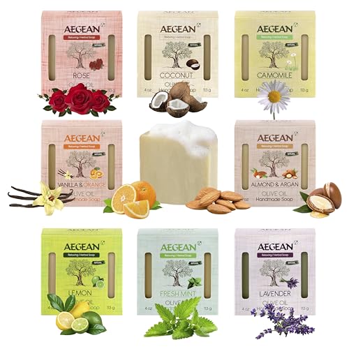Aegean Natural Body Soap - Nourishing, Vegan & Hypoallergenic with Organic Oils - 4oz