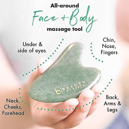 Beauty by Earth Jade Gua Sha - Facial Massage Tool for Tension Relief, Small Gift - 1 Piece