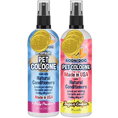 Bodhi Dog Pet Cologne Bundle - Fresh Baby Powder & Sugar Cookie Scents, Softens Fur - 16oz