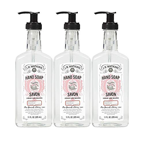 J.R. Watkins Hand Soap - Uplifting Grapefruit Aroma, Plant-Based, Dye & SLS Free - 3 Pack, 11oz Each