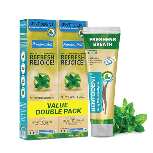 Bentodent Calcium Bentonite Clay Toothpaste - Fresh Breath, Plaque Removal, Fluoride-Free - 200g
