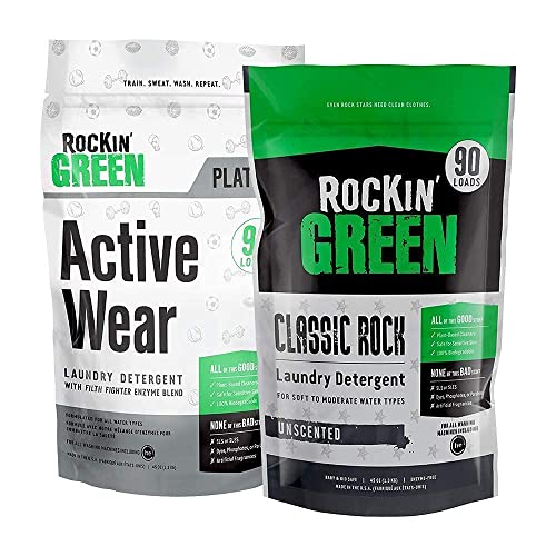 Rockin' Green Laundry Detergent - Odor Eliminator, Non-Toxic & Safe for Sensitive Skin - 45oz