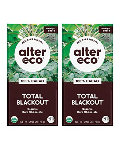 Alter Eco Dark Chocolate Bars - Pure Cocoa, Fair Trade, Organic, Non-GMO - 2-Pack