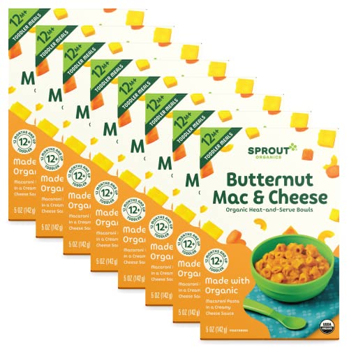 Sprout Organic Baby Food - Nutritious Macaroni Pasta with Butternut Squash, 8 Bowls, 5oz
