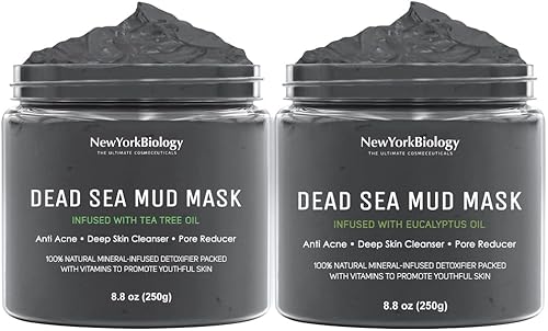 New York Biology Dead Sea Mud Mask - Pore Reducer for Acne & Oily Skin, Aloe & Jojoba - 8.8 oz