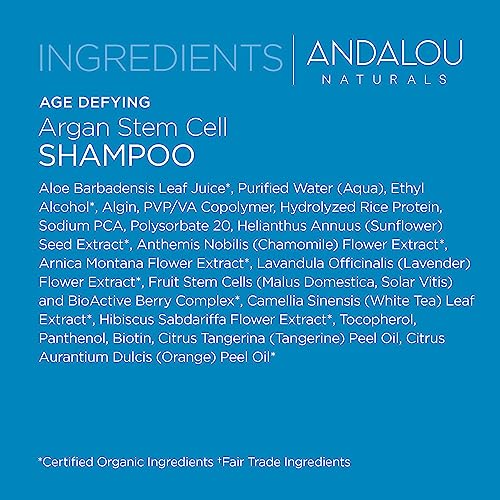 Andalou Naturals Argan Stem Cell Shampoo - Strengthens Thinning Hair, Sulfate-Free - 11.5oz