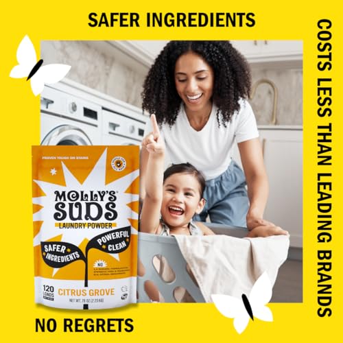 Molly's Suds Laundry Detergent - Plant-Based, Gentle on Sensitive Skin - 120 Loads, Citrus Grove