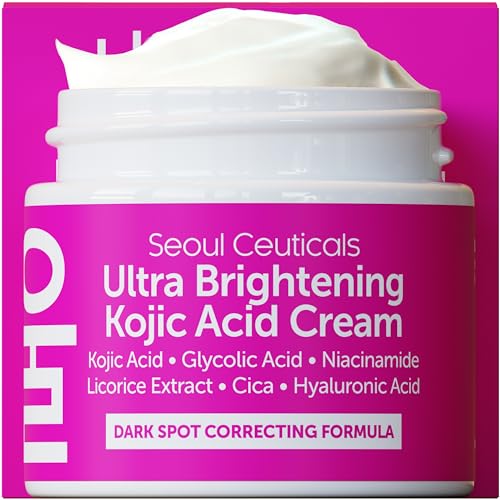 SeoulCeuticals Kojic Acid Cream - Brightens Skin Tone, Reduces Dark Spots - 2oz