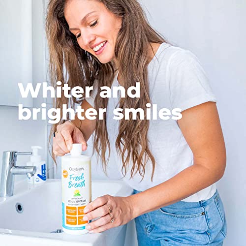Oxyfresh Premium Mouthwash - Neutralizes Bad Breath, Hydrating & Non-Toxic - Lemon Mint, 16oz
