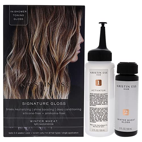 Kristin Ess Hair Gloss Treatment - Boosts Shine & Neutralizes Brassiness - Winter Wheat, 1 Use
