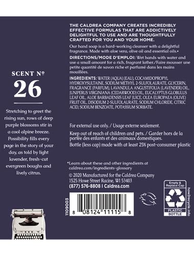 Caldrea Hand Soap Refill - Cleanses & Conditions with Aloe Vera, Lavender Cedar Leaf - 32oz