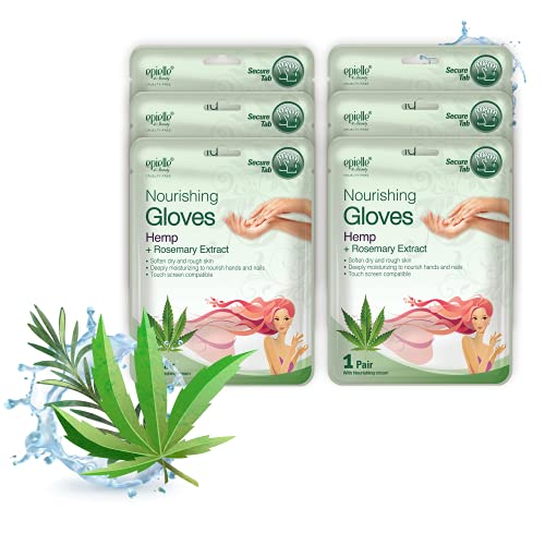 Epielle Moisturizing Gloves - Deep Hydration with Hemp & Rosemary, 100% Vegan - 6 Pack