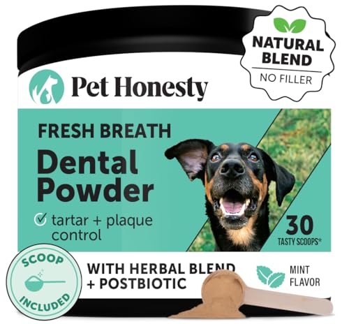 Pet Honesty Dog Dental Powder - Fresh Breath & Healthy Teeth, Natural Herbal Blend - 30 Scoops