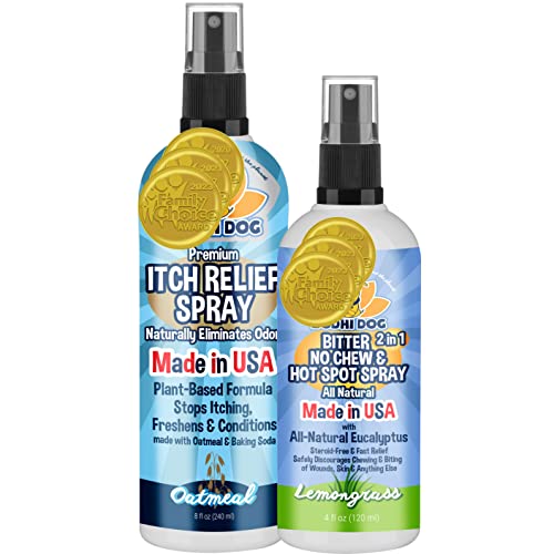 Bodhi Dog Anti-Itch & No Chew Spray Bundle - Soothes Sensitive Skin, Non-Toxic - 8oz + 4oz