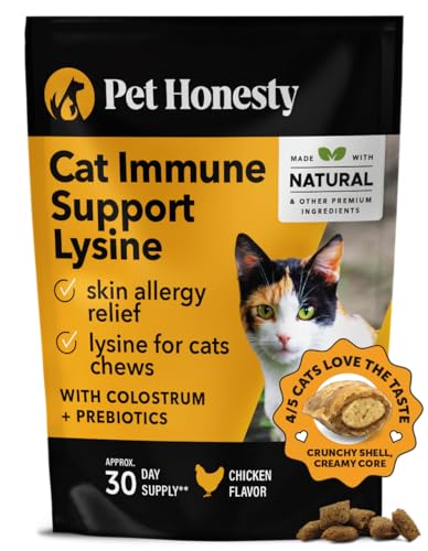 Pet Honesty Cat Immune Support - Allergy Relief, L-Lysine, Antioxidants, Chicken Flavor - 30 Chews