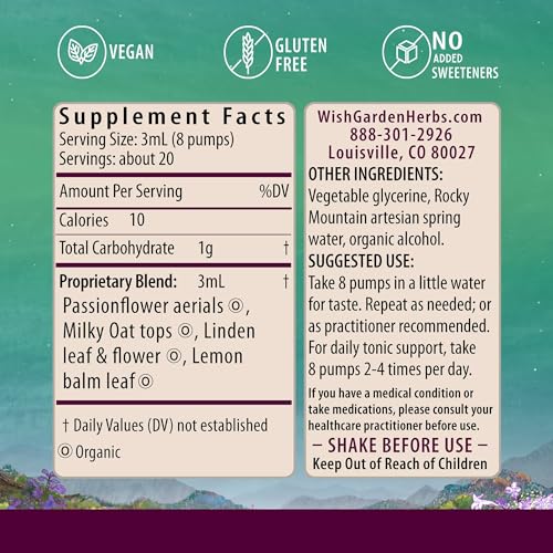 WishGarden Herbal Supplement - Natural Stress Relief for Pregnancy, Adrenal Support - 2oz