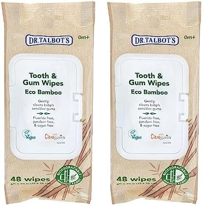 Dr. Talbot's Bamboo Baby Tooth & Gum Wipes - Reduces Tooth Decay, Gentle & Biodegradable - 48 Count