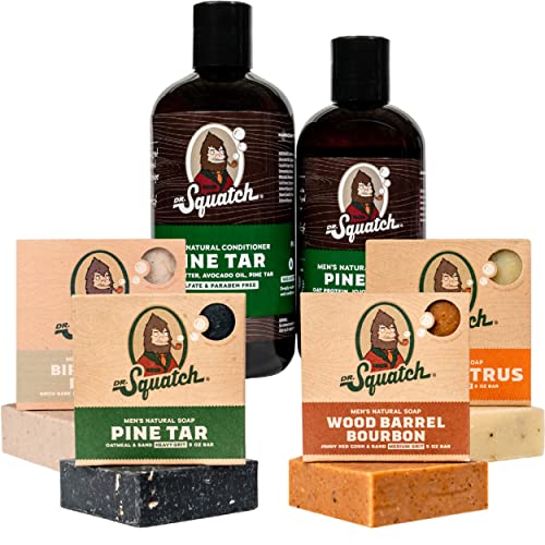 Dr. Squatch Men's Grooming Set - Natural Soap & Hair Care, No Harmful Ingredients - 5 Pack