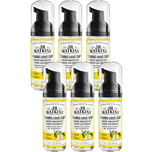 J.R. Watkins Foaming Hand Soap - Nourishing Plant-Based Formula, Cruelty-Free, Lemon - 1.6oz, 6 Pack