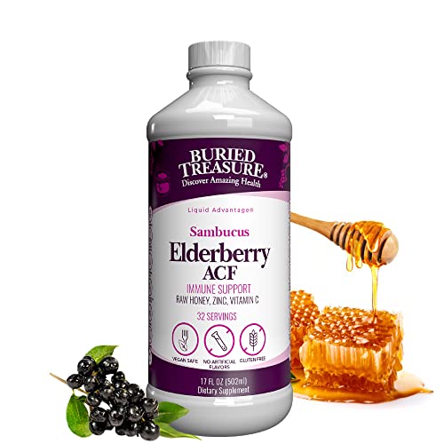 Buried Treasure Elderberry Supplement - Immune Support with Vitamin C & Local Honey - 16oz