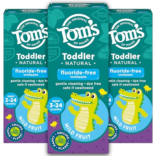 Tom's of Maine Children's Toothpaste - Fluoride-Free, Natural Ingredients, Mild Fruit - 3-Pack
